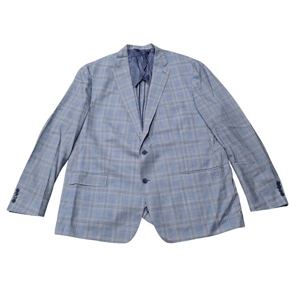 Hart Schaffner Marx Super 130's Blue Plaid Double Button Blazer